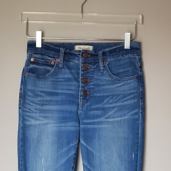 Madewell Cali Denim-Boot Cut Distressed Button Fly Jeans 26 - Picture 10 of 11
